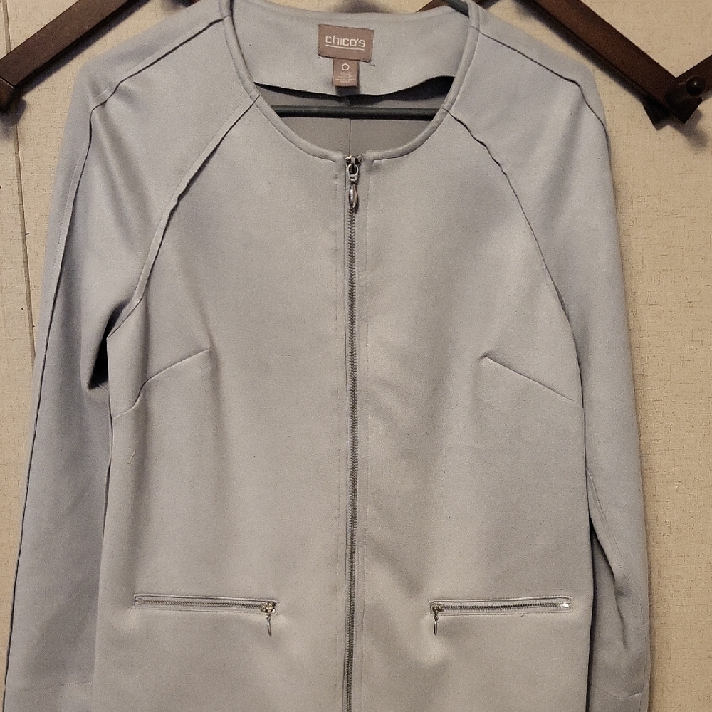 Chico's Light Gray Bomber Jacket